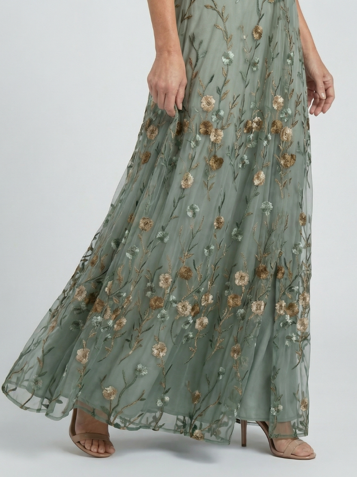 Selora™ | Abito Maxi Bloom con Collo All'Americana