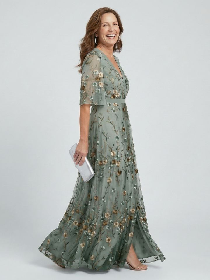 Selora™ | Abito Maxi Bloom con Collo All'Americana
