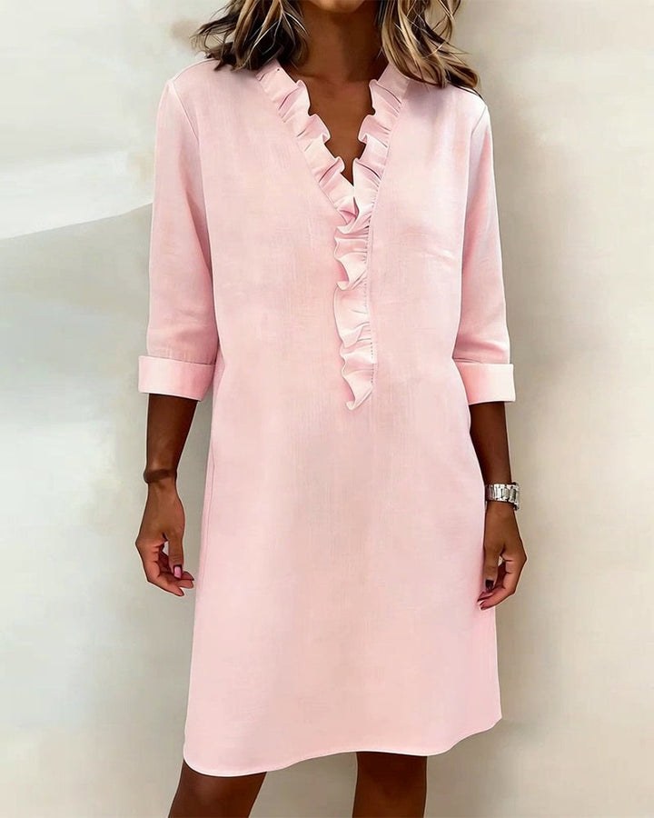 Dorelle - Abito-camicia leggero con volant in misto lino