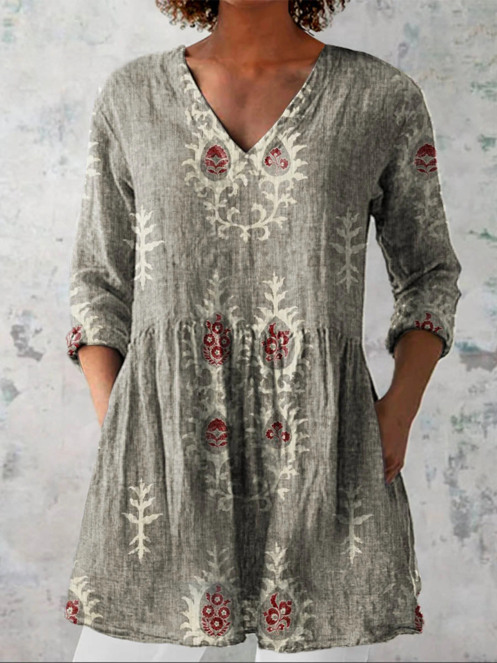 Élise | Blouse Longue à Col en V