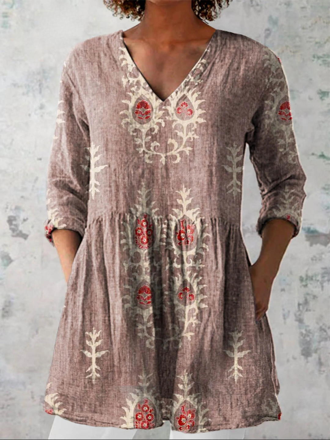 Élise | Blouse Longue à Col en V