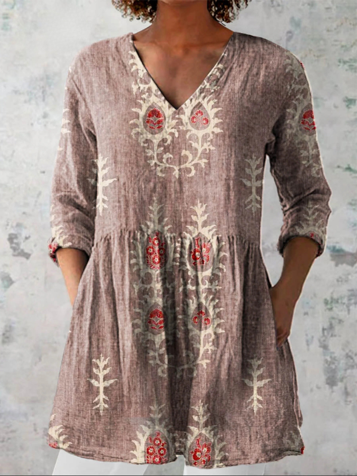 Élise | Blouse Longue à Col en V