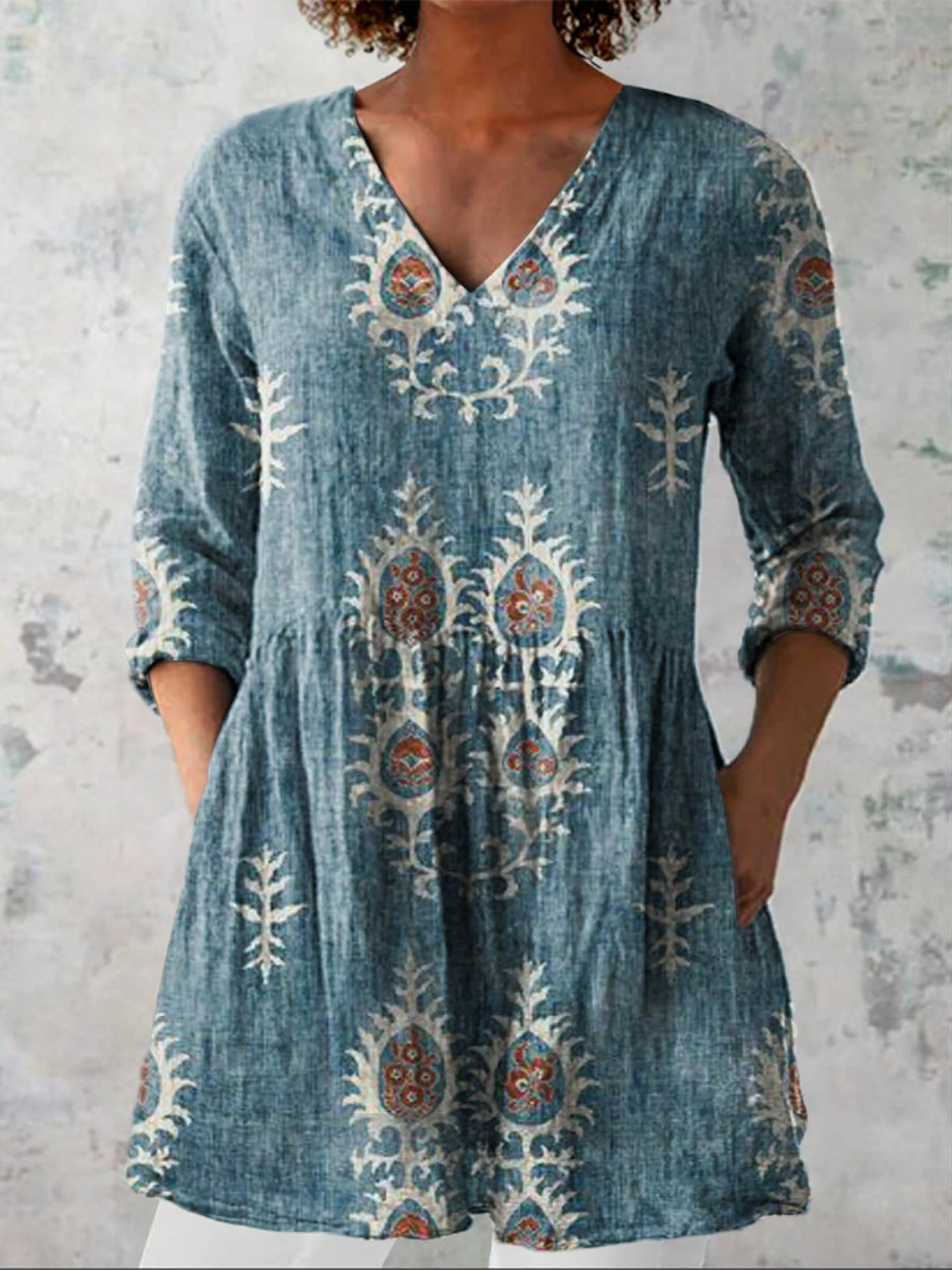 Élise | Blouse Longue à Col en V