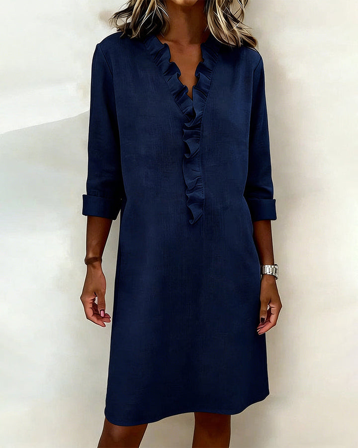 Dorelle - Abito-camicia leggero con volant in misto lino