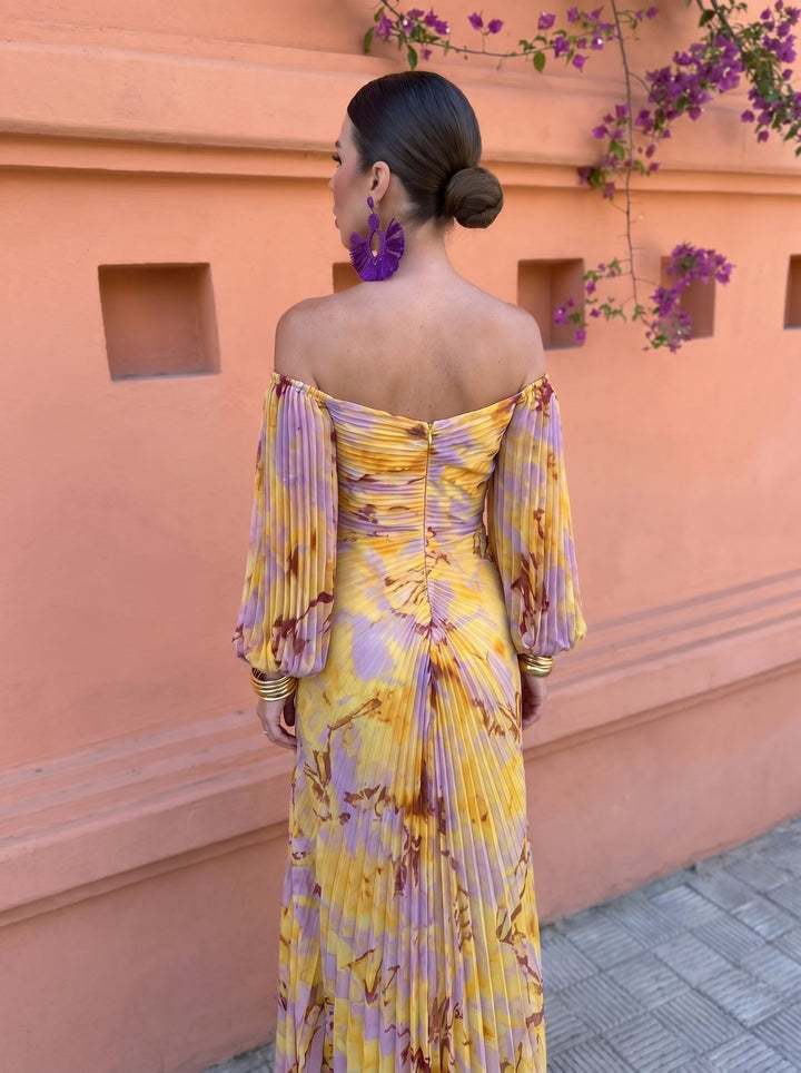 Gregoria™ | Abito Lungo Floreale con Scollo Profondo