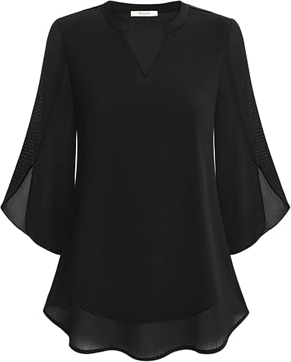 Claudia™ | Blusa in Chiffon con Scollo a V