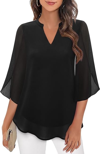 Claudia™ | Blusa in Chiffon con Scollo a V