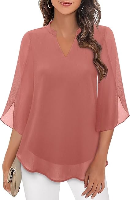 Claudia™ | Blusa in Chiffon con Scollo a V