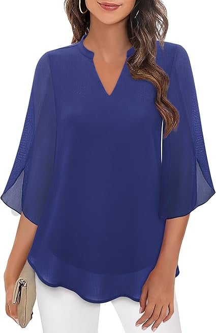 Claudia™ | Blusa in Chiffon con Scollo a V