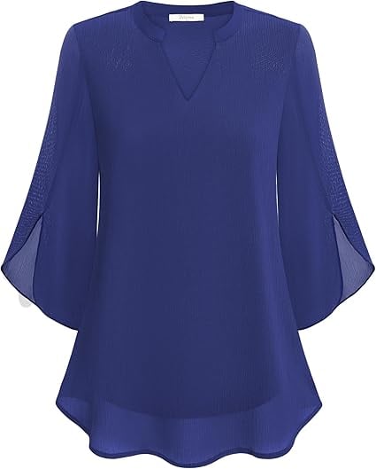 Claudia™ | Blusa in Chiffon con Scollo a V