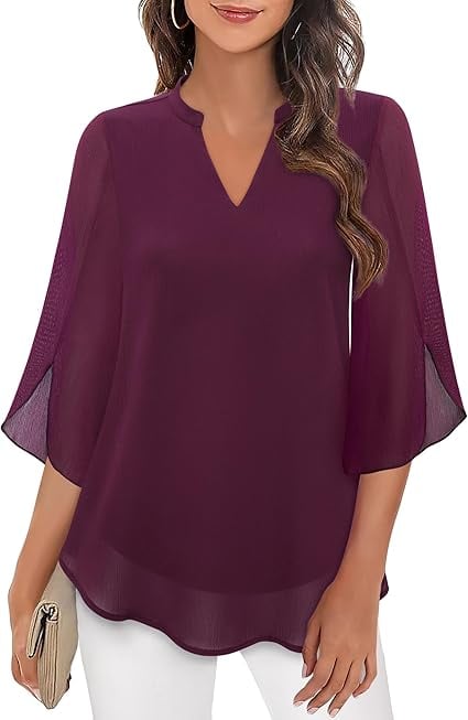 Claudia™ | Blusa in Chiffon con Scollo a V