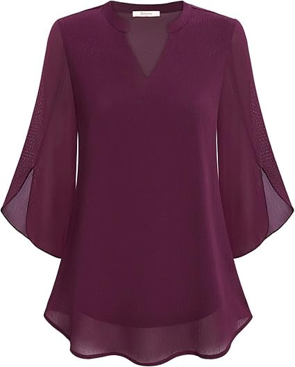 Claudia™ | Blusa in Chiffon con Scollo a V