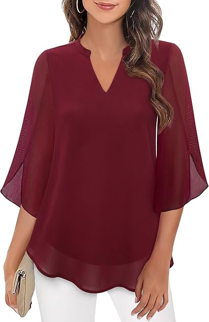 Claudia™ | Blusa in Chiffon con Scollo a V
